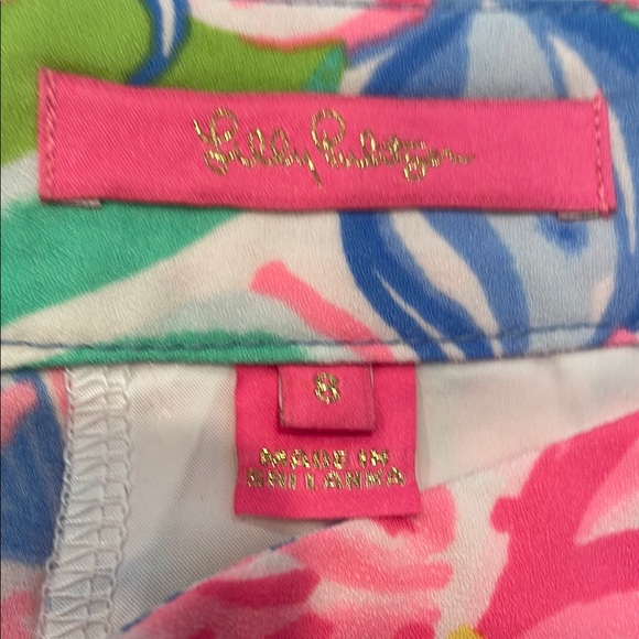 Lilly Pulitzer Pink and Blue Athletic Shorts Vibrant Floral Design - Picture 2 of 6